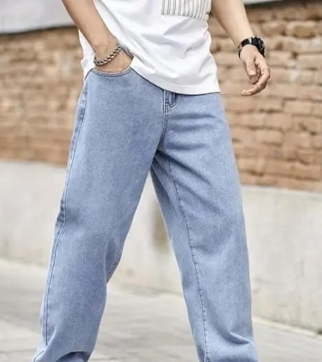 Calça Jeans Balão Masculina Baggy Bag Reta Larga Streetwear
