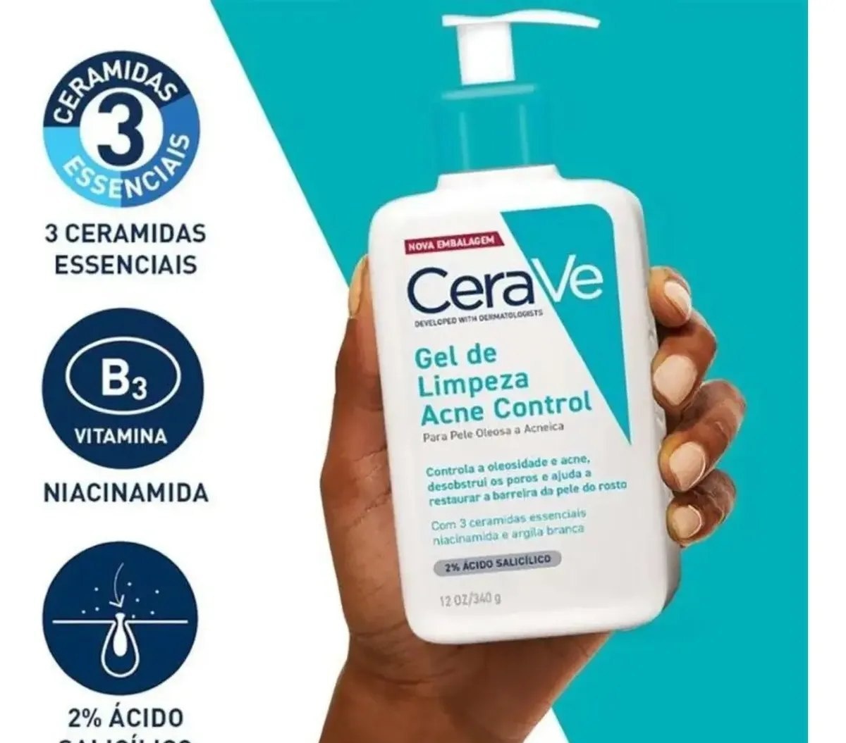 Gel De Limpeza Acne Control Para Pele Oleosa 340g Cerave