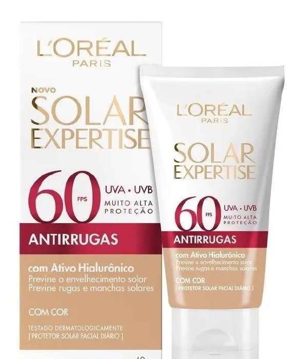 Protetor Solar Facial LOréal Paris Solar Expertise Antirrugas Fps 60 Com Cor Tom Claro 40g