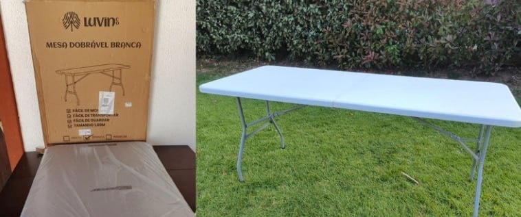 Mesa Dobrável Vira Maleta Com Alça Portátil 1.80m