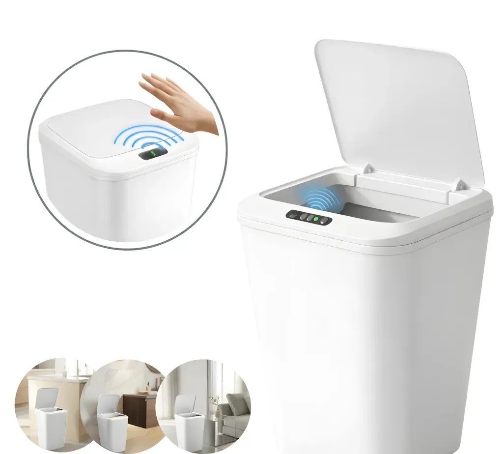 Lixeira De Sensor Cor Branco Recarregável Proximidade