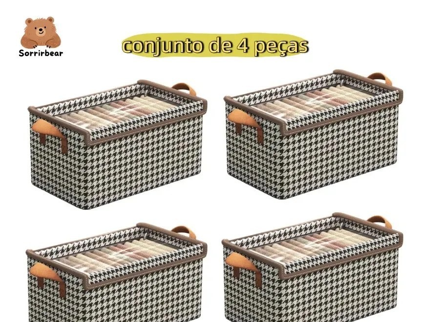 Kit 4 Caixas Organizadoras Dobráveis De Guarda Roupa