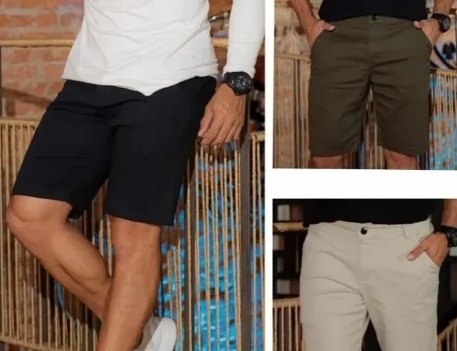 Bermuda Masculina Colorida Na Sarja Com Bolso