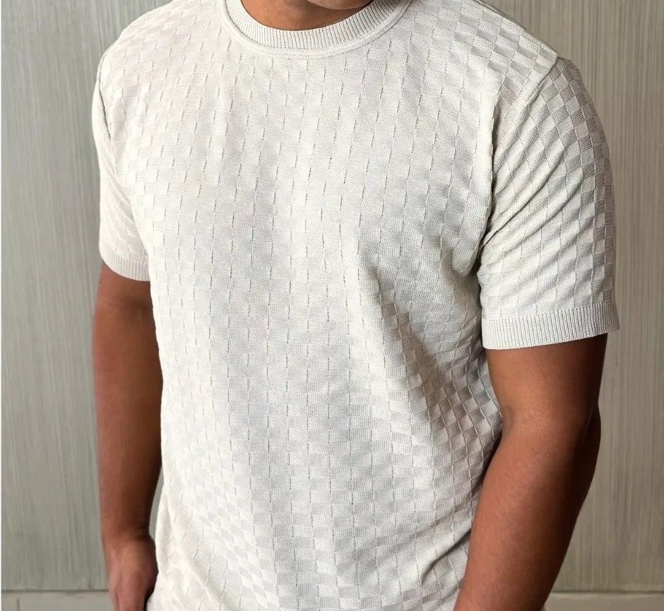 Camiseta Manga Curta Xadrez Tricô