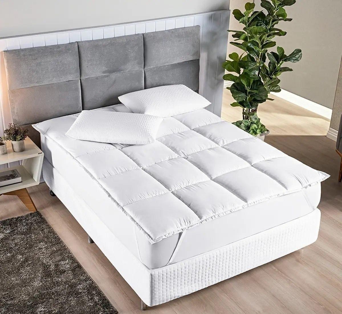 Protetor de Colchão Pillow Top Casal Queen Micro Percal 400 Fios