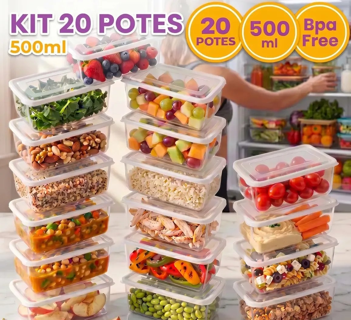 Kit 20 Potes 500ml Transparente