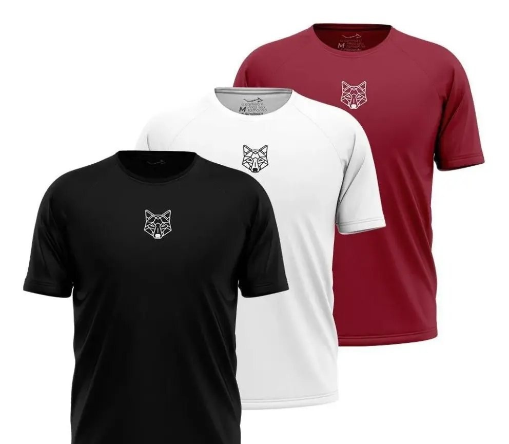 Kit 3 Camisetas Dry Alpha Lobo Geométrico