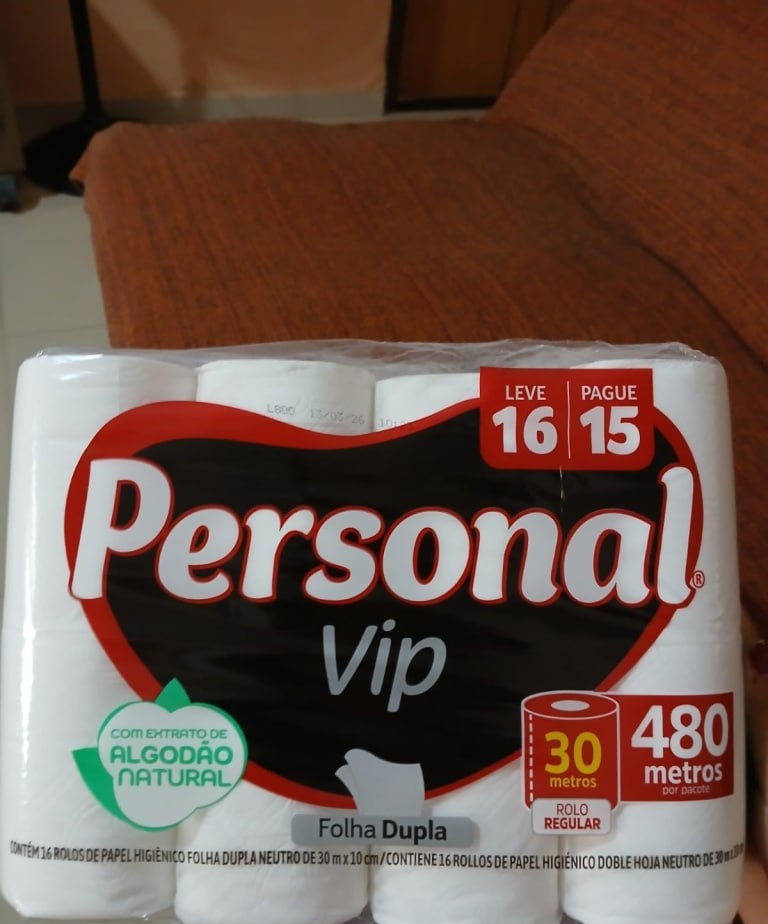 16 un. Papel Higiênico Personal Vip Folha Dupla