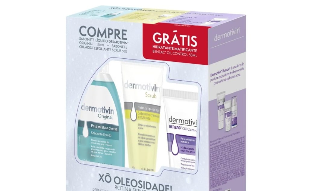 Kit Sabonete  Scrub  Hidra Benzac Dermotivin Oleosa Dianoite