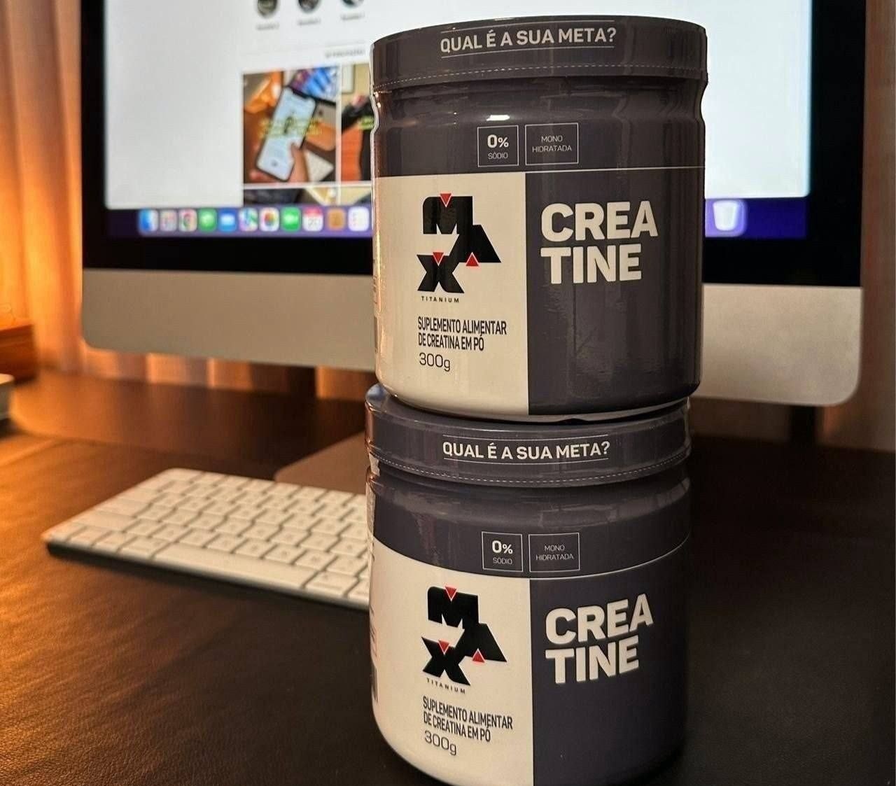 Kit 2x Creatina 300g Max Titanium Monohidratada em Pó Sem Sabor