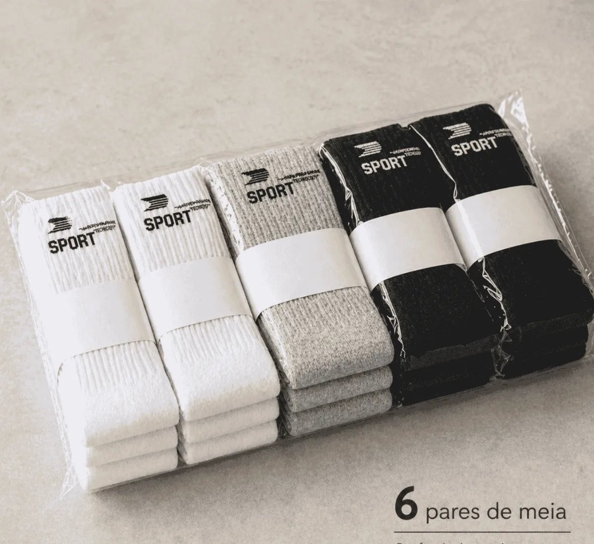 Kit 6 Pares Meias Cano Alto Algodão Para Esporte Academia