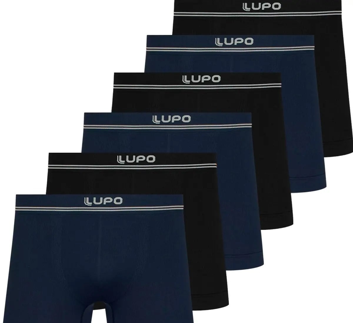 Kit 6 Cuecas Boxer Lupo Sem Costura Box Microfibra Original