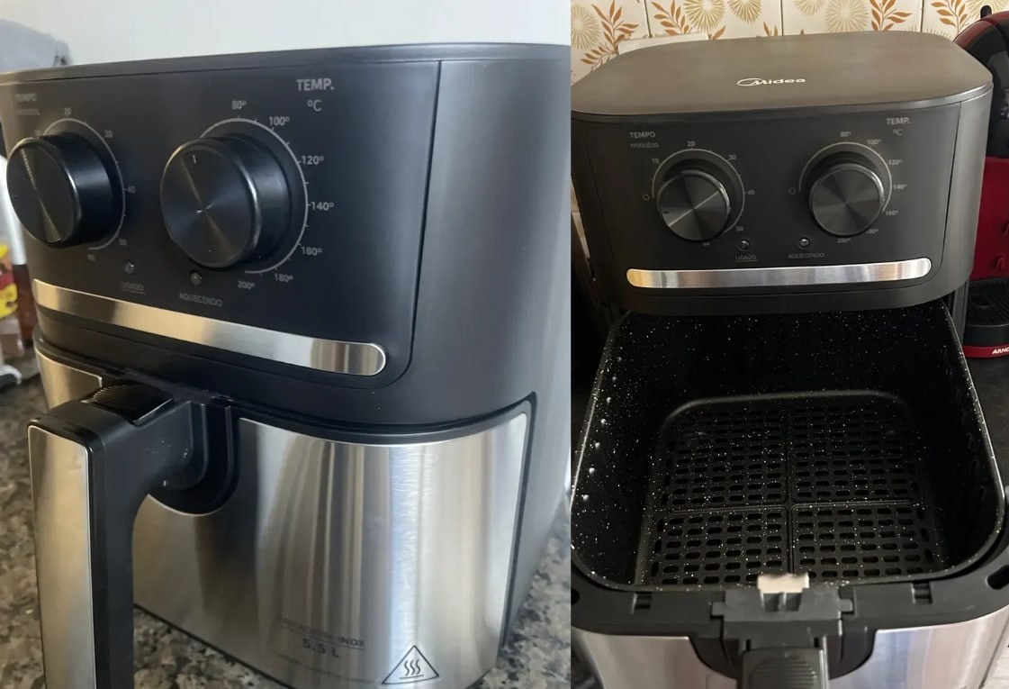Fritadeira Air Fryer 5,5L Cyclone Preto e Inox Midea 220V