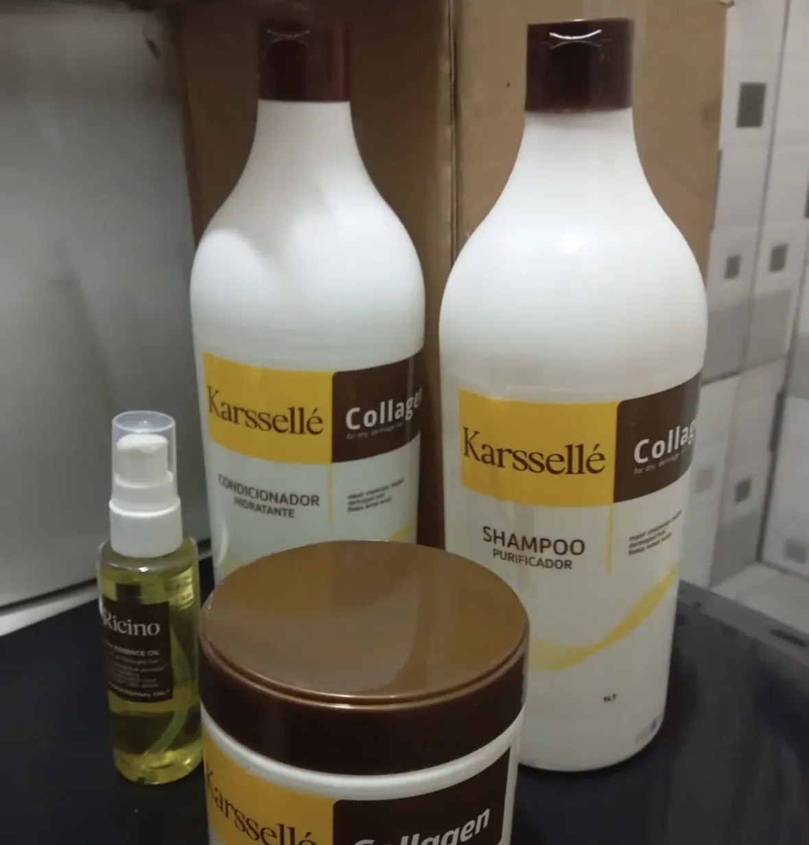 Kit Karssellé Shampoo 1l  Condicionador 1l  Máscara 500g Oleo