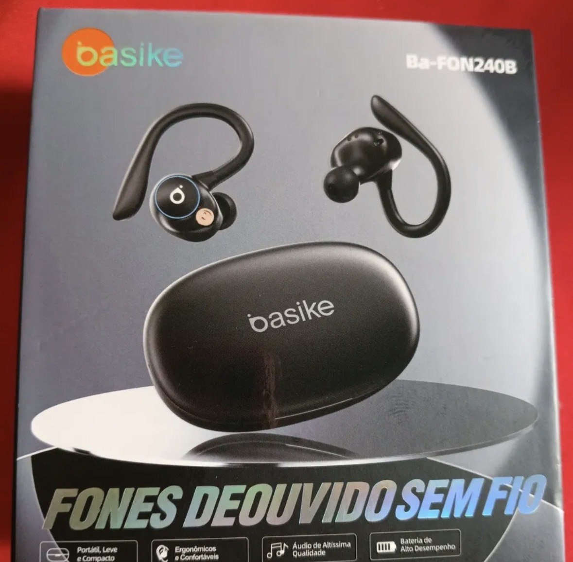 Fone de Ouvido Bluetooth 5.4 TWS com Ear Clip e Gancho, Som HiFi Graves Potentes e 3D, 50h Bateria e Carga Rápida, ENC Cancelamento de Ruído, IPX6 à Prova dÁgua  Ideal para Academia e Corrida Basike