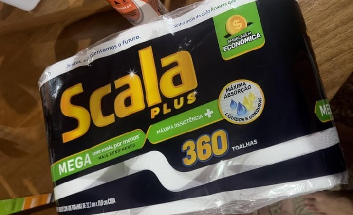 3 un. Scala Plus Papel Toalha Mega 360 Toalhas