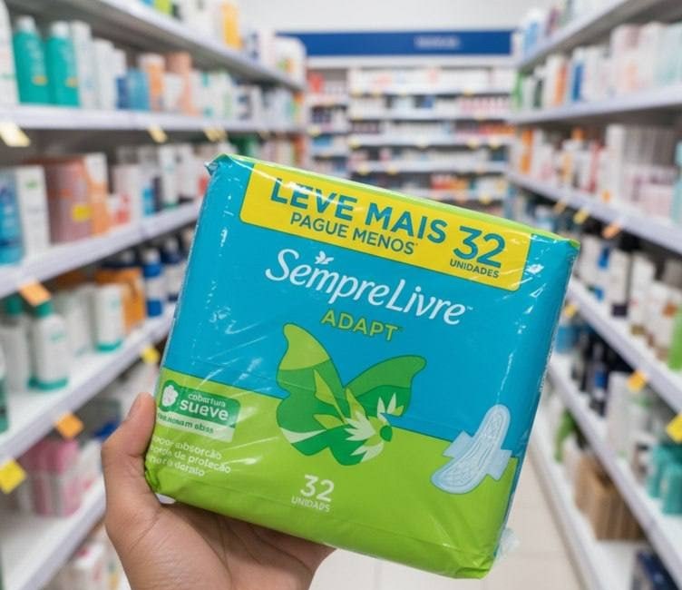 32 un. Sempre Livre Absorvente Externo Adapt Suave com Abas