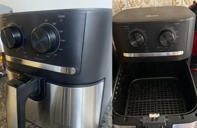 Fritadeira Air Fryer 5,5L Cyclone Preto e Inox Midea  220V