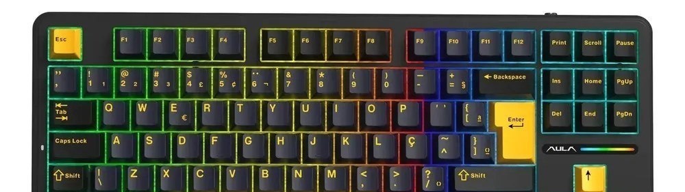 Teclado Mecânico Aula F87 Sem Fio Wireless Bt Hotswap Abnt2