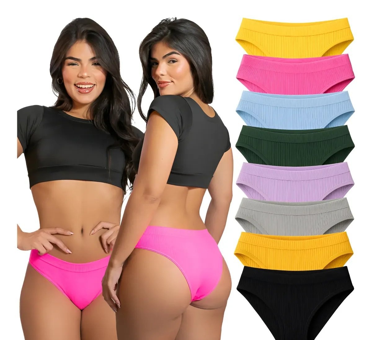 Kit 10 Calcinhas Tanga Canelada Básica