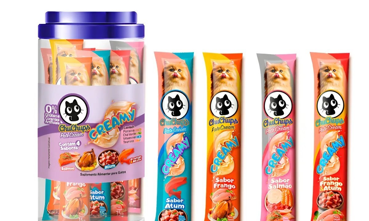 Petisco Gatos Chuchups Cream Pote Sortido Com 24 Sachês