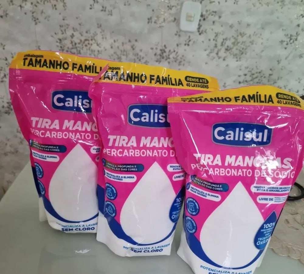 kit 3 un. Percarbonato De Sódio Limpador Clareador Tira Manchas 1kg