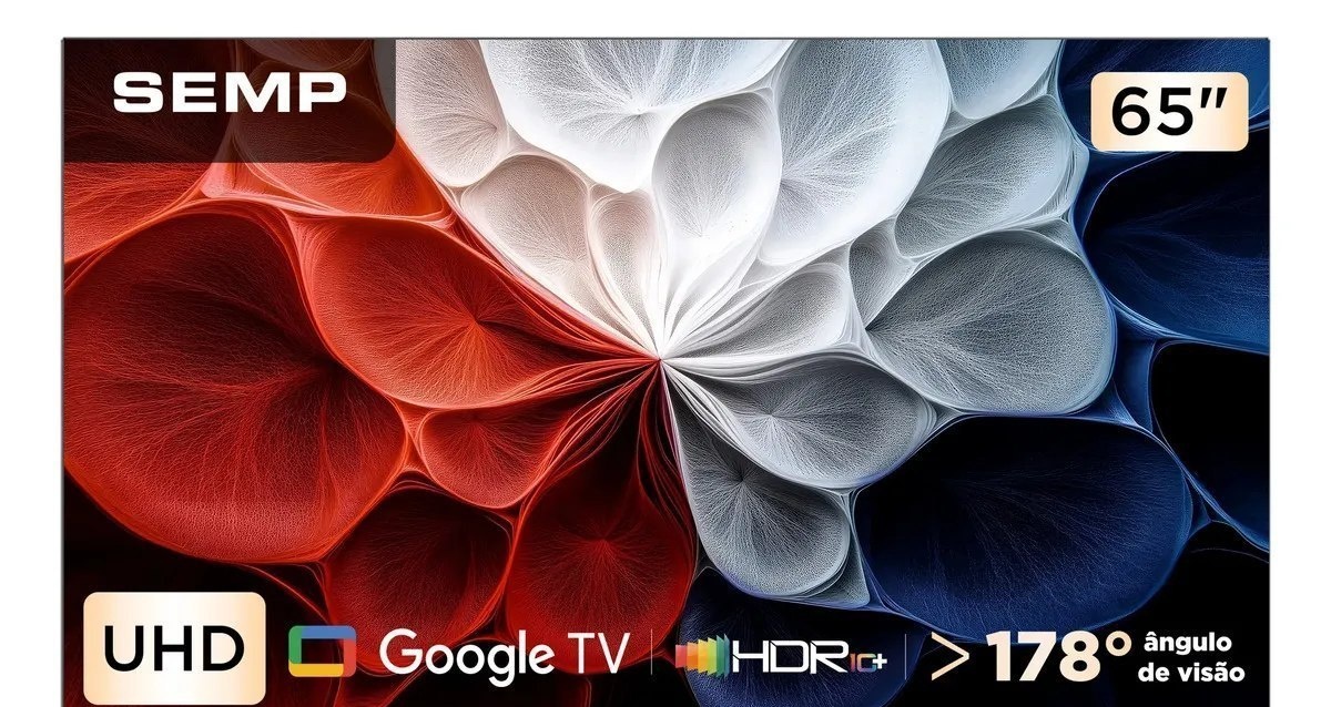 Smart TV Semp 65 LED 4K S62 Wi-Fi Bluetooth Google TV 3 HDMI HDR10 Dolby Audio 65S62