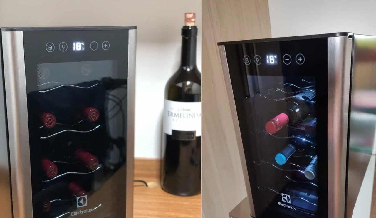 Adega Electrolux 8 garrafas Uma Porta Acabamento em Alumínio