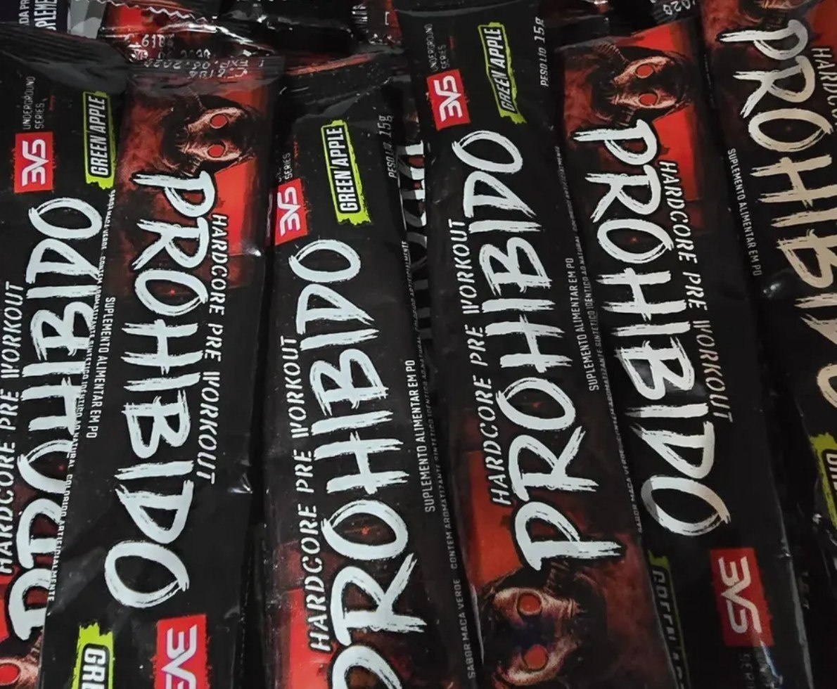 Pré Treino Prohibido 24 Sachês 15g Sabor Green Apple