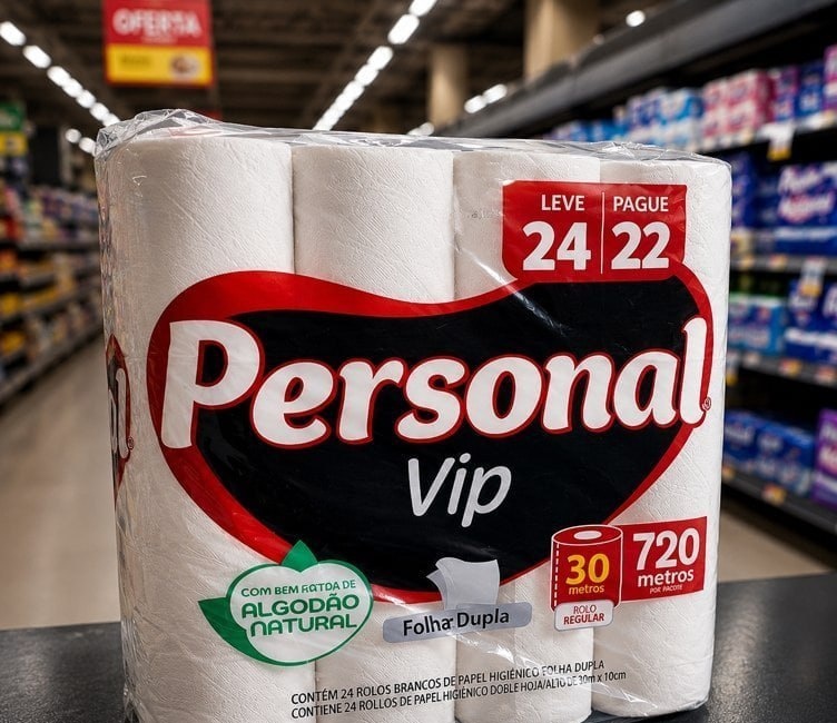 24 un. Papel Higiênico Personal Vip Folha Dupla