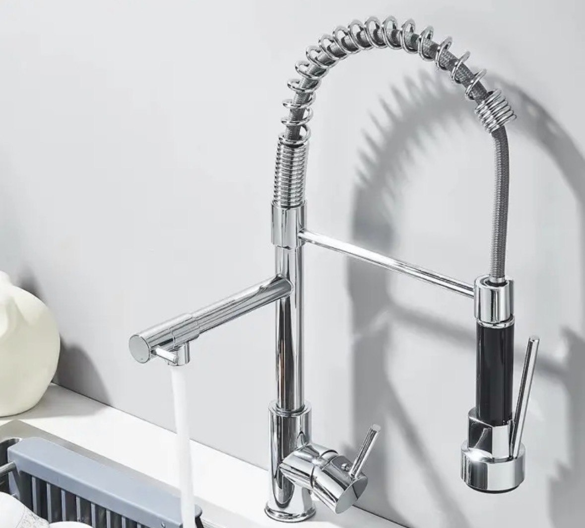 Torneira Gourmet Cozinha 50cm Metal Spray Duo Monocomando Acabamento Cromo Polido Espelhado Cor Cromado Winda
