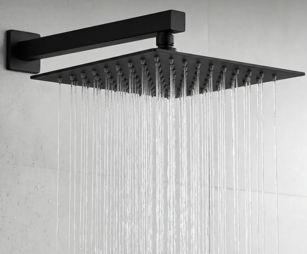 Chuveiro Ducha Quadrada 20x20 Preto Fosco Inox Para Aquecedor A Gás Solar Banheiro Chuveirão Efeito Chuva Luxo Moderno Fácil Instalação Não Elétrico Sem Resistência Bitola 12 Via Flix