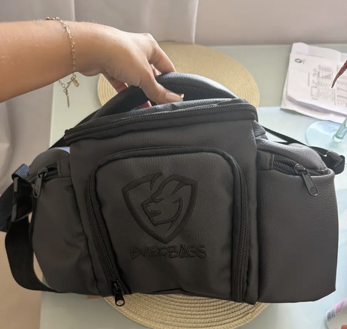 Bolsa Térmica Fitness Marmita Lacheira Academia Top Preto Pt Desenho do tecido Liso