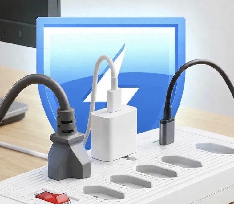 Extensão Elétrica 5 Tomadas 2 USB 1 Tipo C Pd Filtro de Linha com Proteção de Sobrecarga Tomada Universal Tripolar Cabo 5 metro Régua Energia Com Interruptor De Segurança Protetor De Surto Bivolt