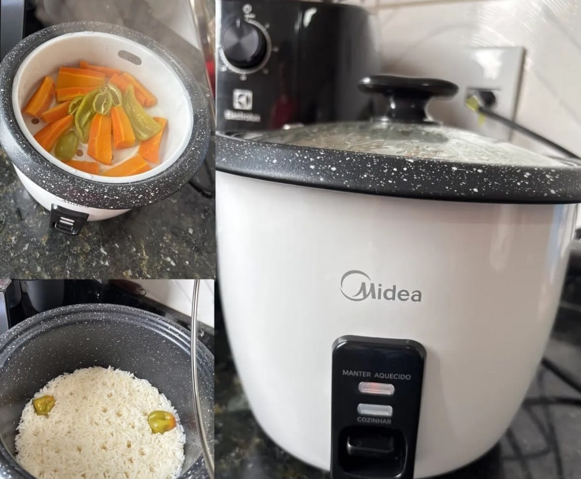 Panela de Arroz Elétrica Midea 7 Xícaras Tampa de Vidro