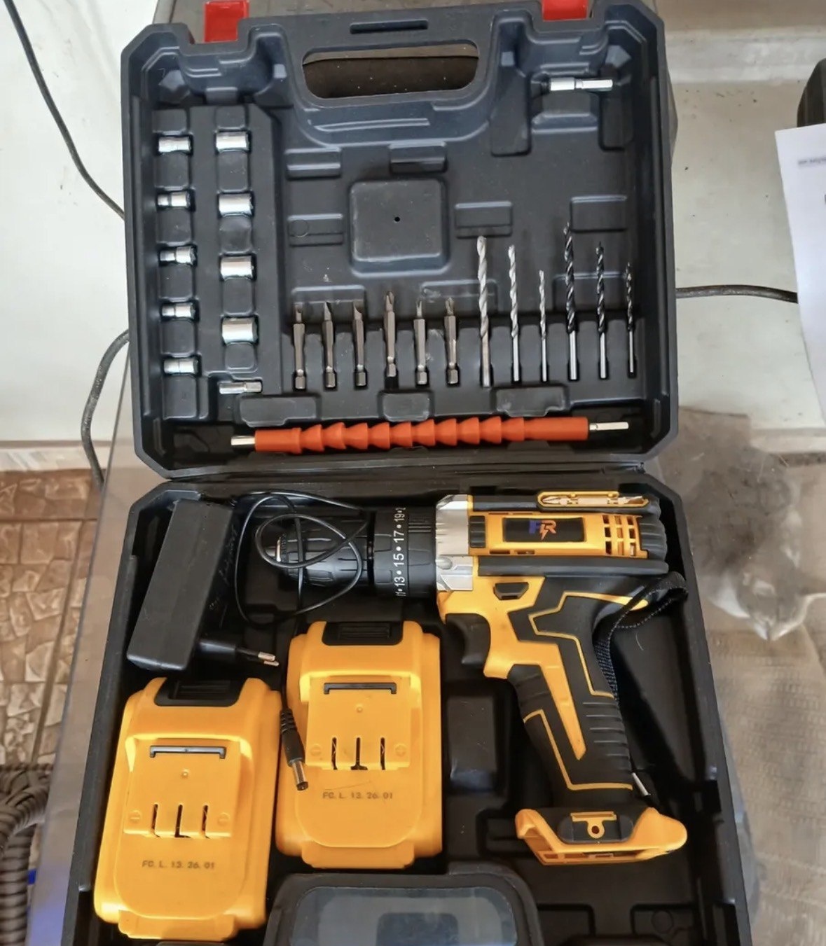 Parafusadeira Furadeira Impacto 3 Funções 48v 2 Baterias Fr