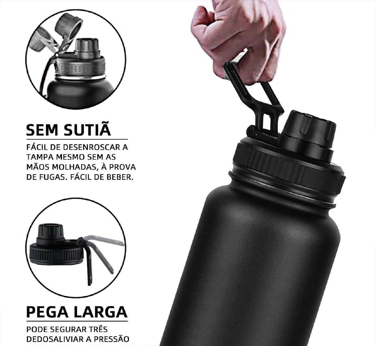 Garrafa Térmica Isolada a Vácuo 1200ml para Água Gelada e Café