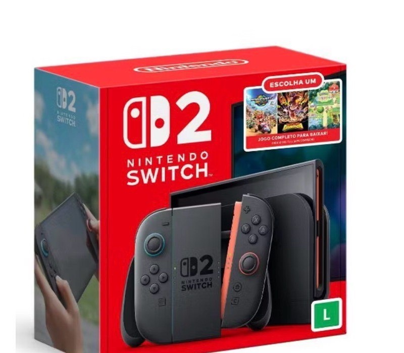 Console Nintendo Switch 2, 256GB, Preto, Azul e Vermelho