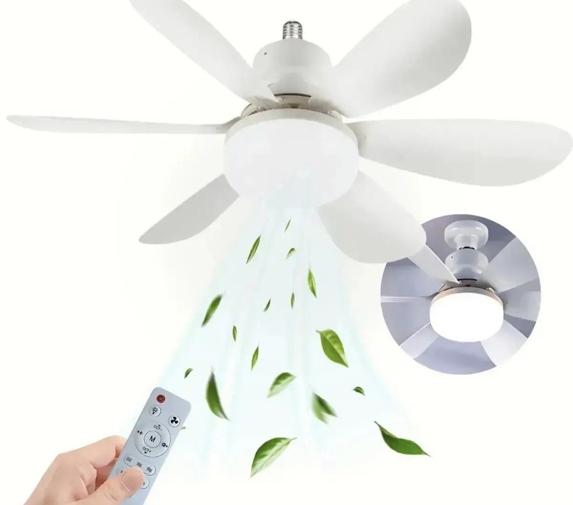 Ventilador de Teto Led 42cm Branco Controle Remoto Bivolt Silencioso