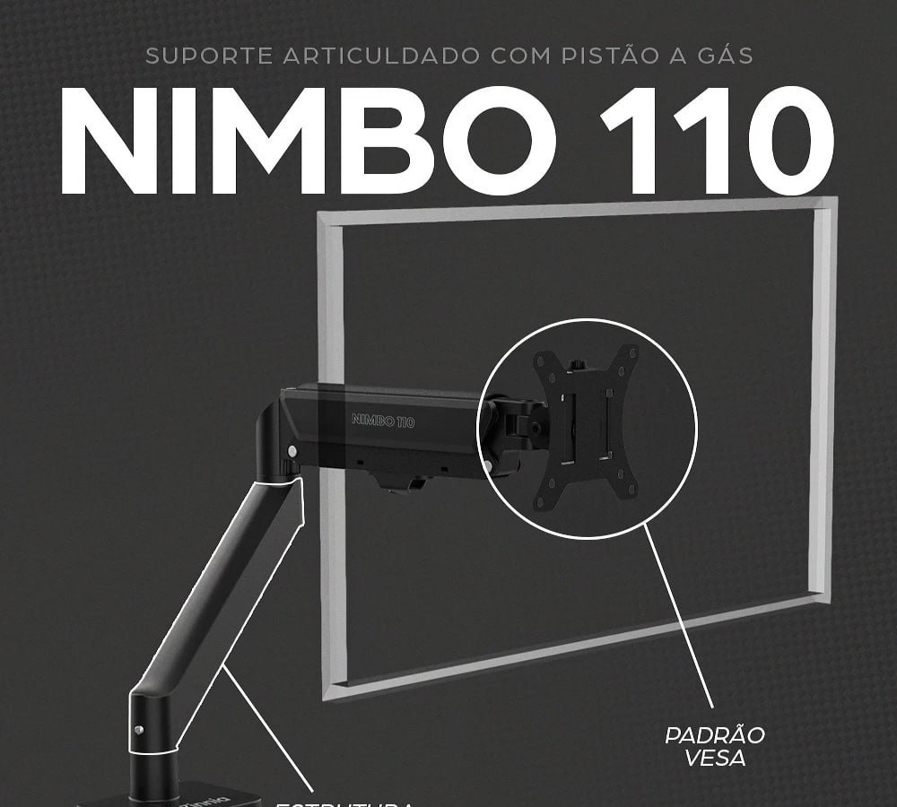 Suporte Articulado Para Monitor 13 a 32 Pistão a Gás Ajustável