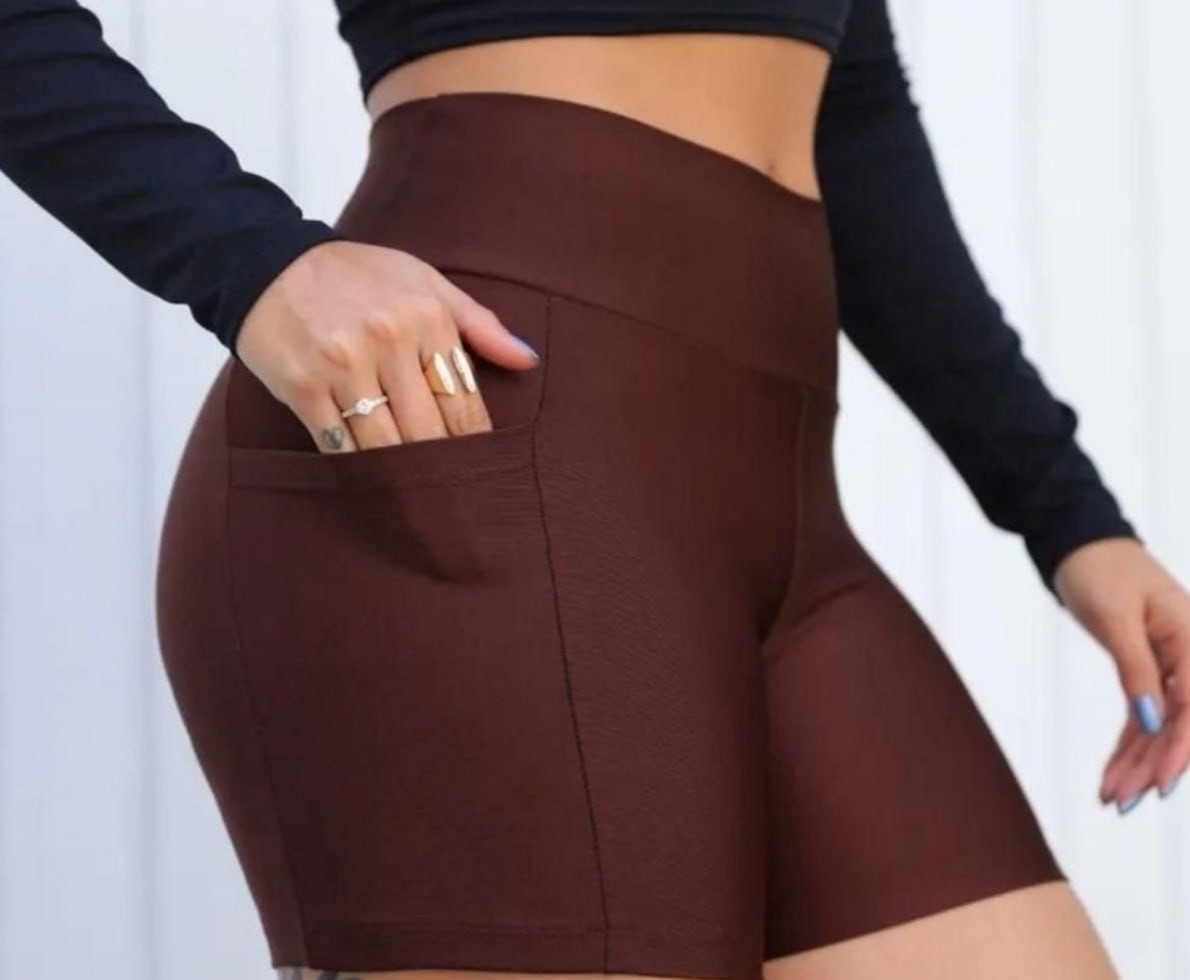 Shorts Academia Modelador Com Bolso