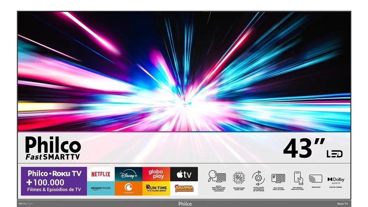 Smart Tv 43 Philco P43vik Roku Led Dolby Audio Wi-fi Hdmi Hdr Full Hd