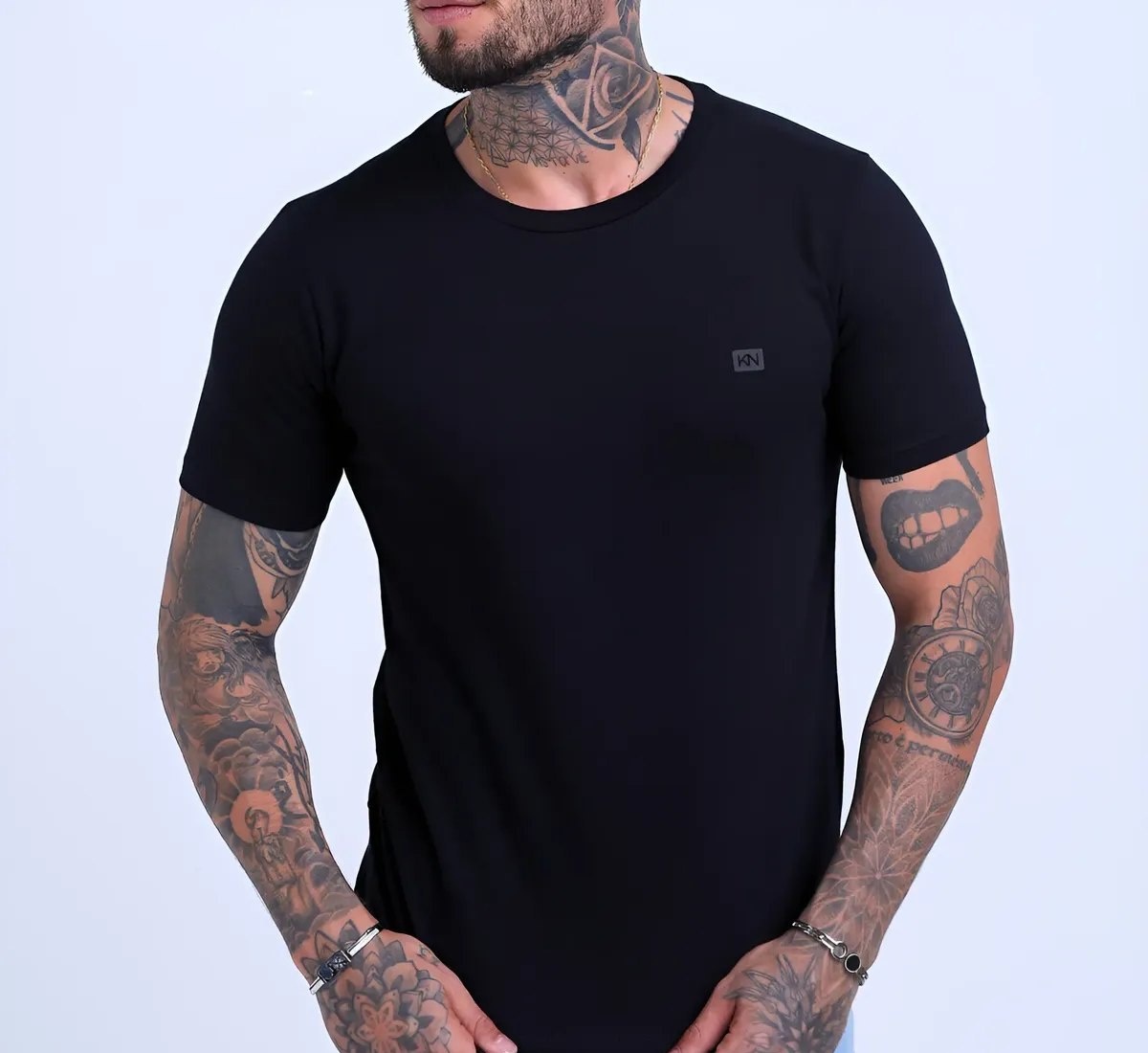 Camiseta Básica Masculina Slim Fit Algodão Lisa Várias Cores