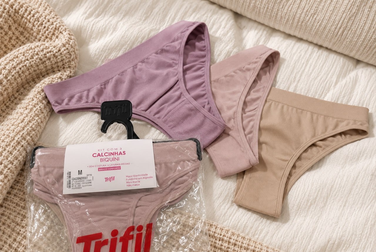 Kit 6 Calcinhas Poliamida Trifil Forro Algodão Microfibra