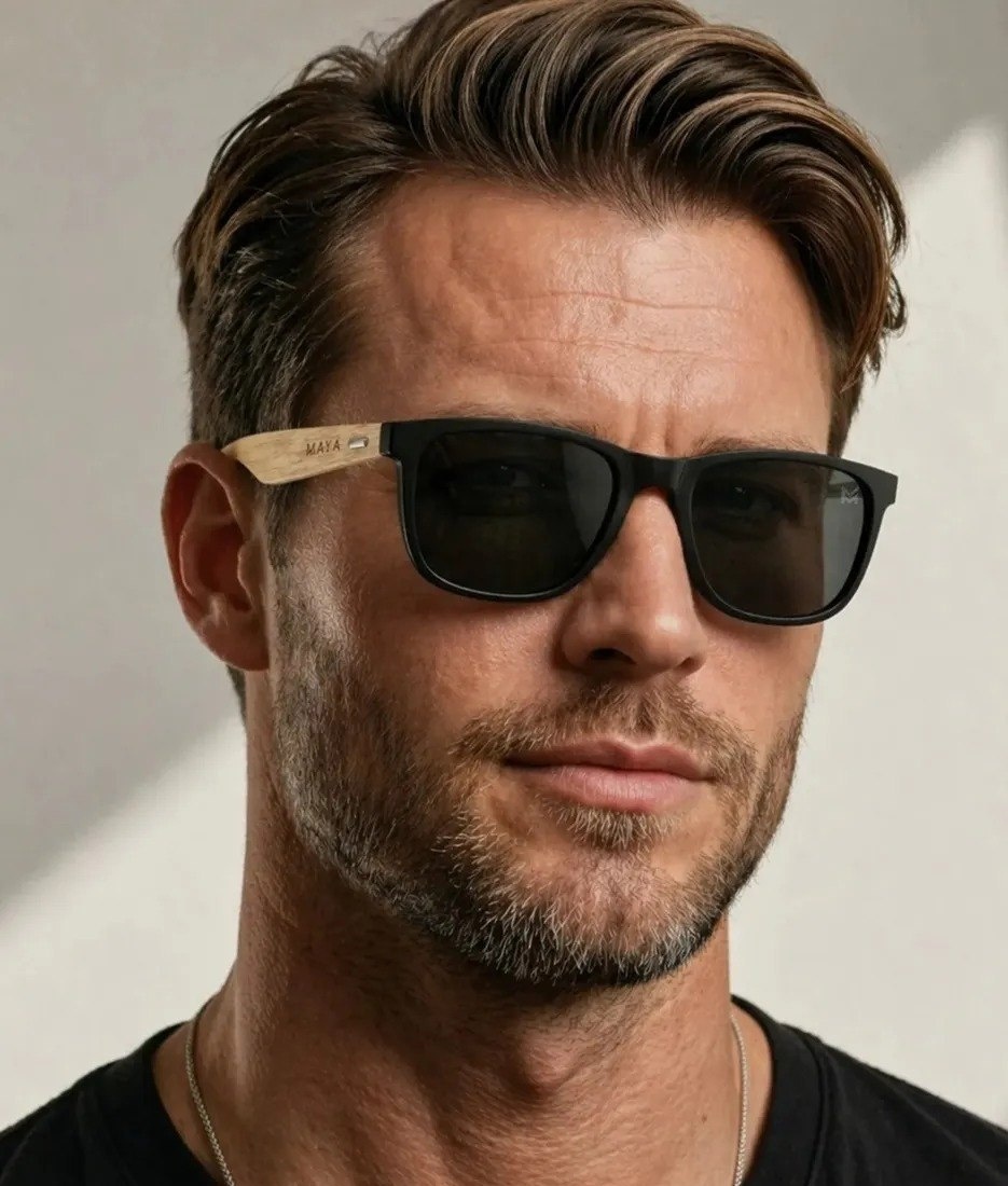 Óculos De Sol Masculino Polarizado Maya Glasses Madeira Bambu Classic