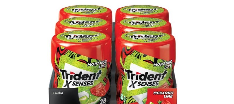 Chiclete Trident XSenses Morango Lime Sem Açúcar 6 un. 54g