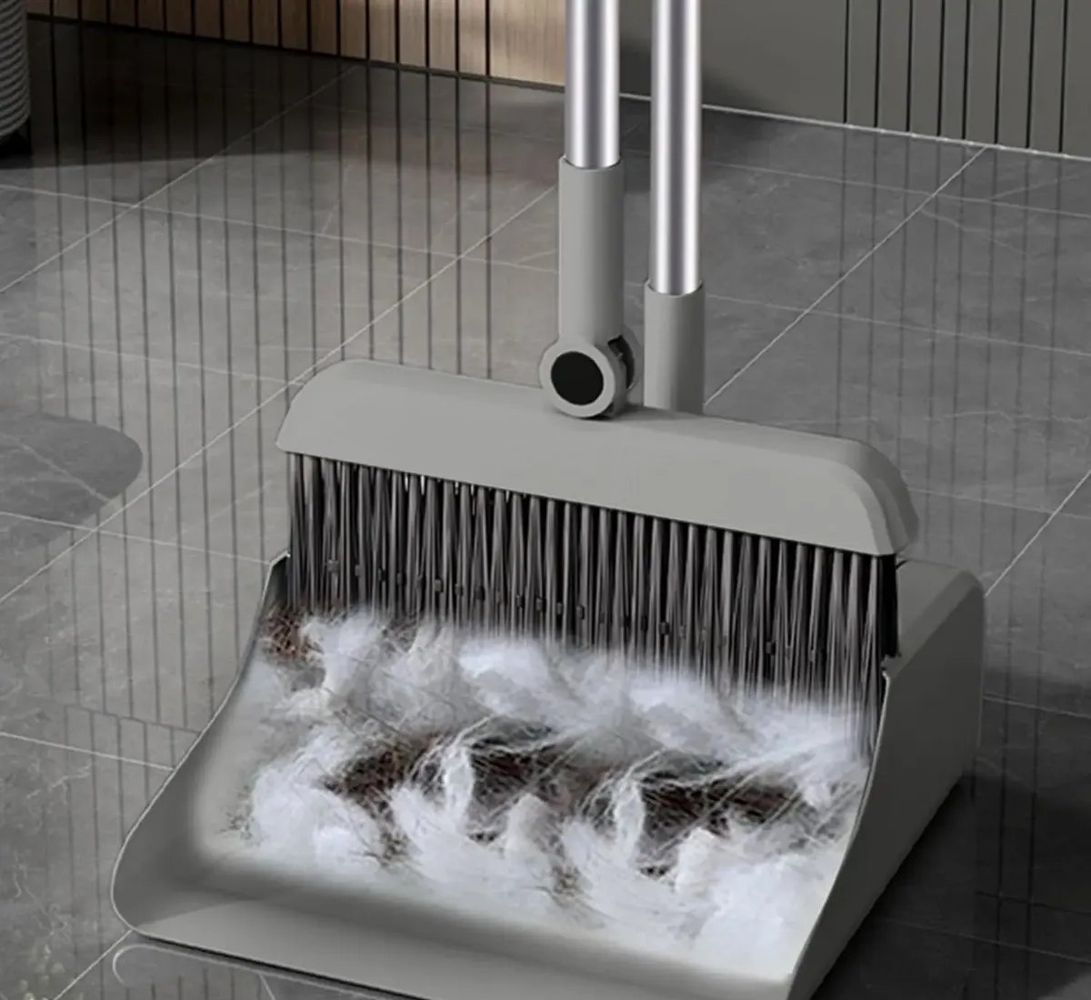 4em1 Kit Vassoura E Pá Multiuso Ajustável Limpeza Piso Pelos