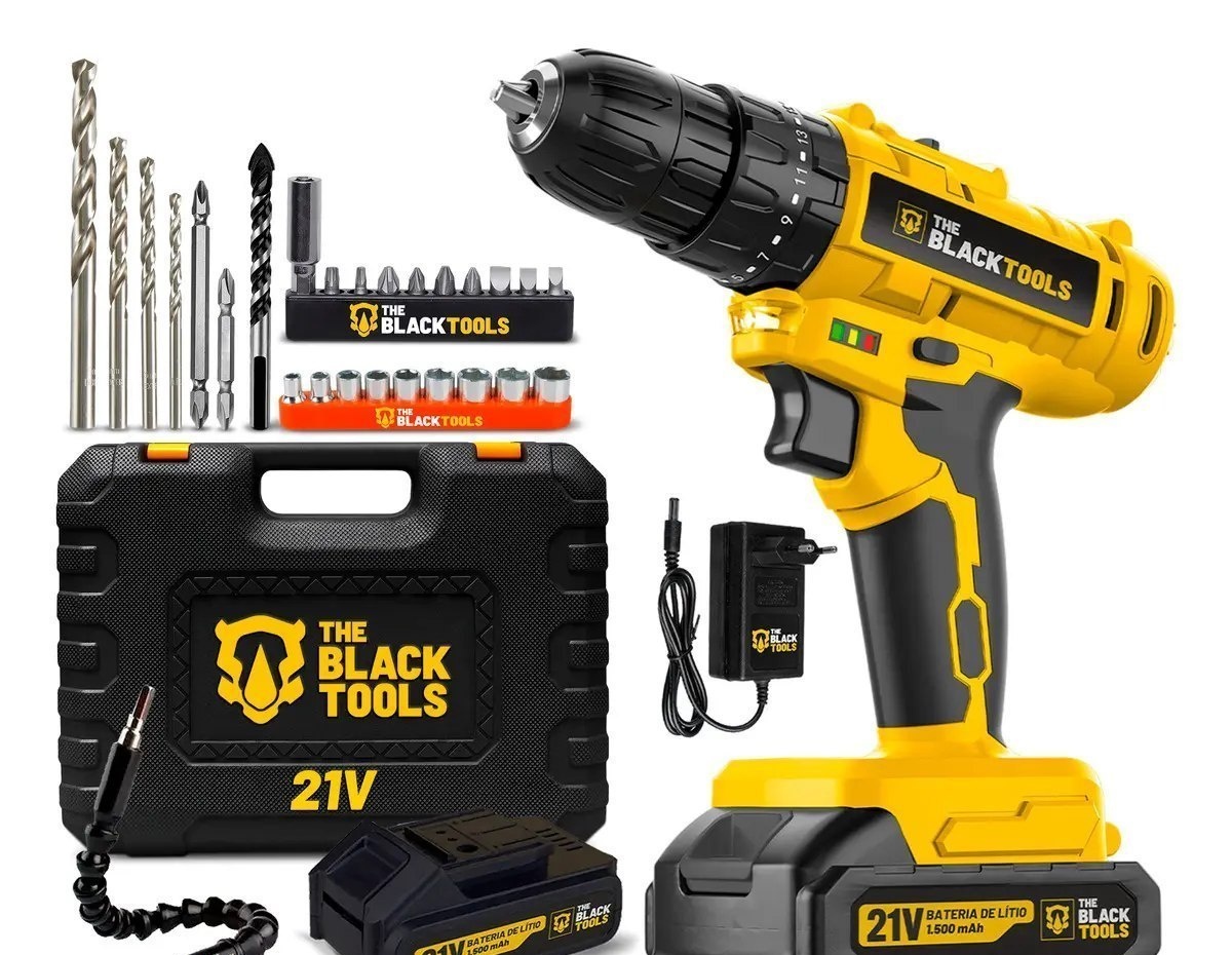 Parafusadeira Furadeira De Impacto A Bateria 21V 38 Bivolt 1400 Rpm