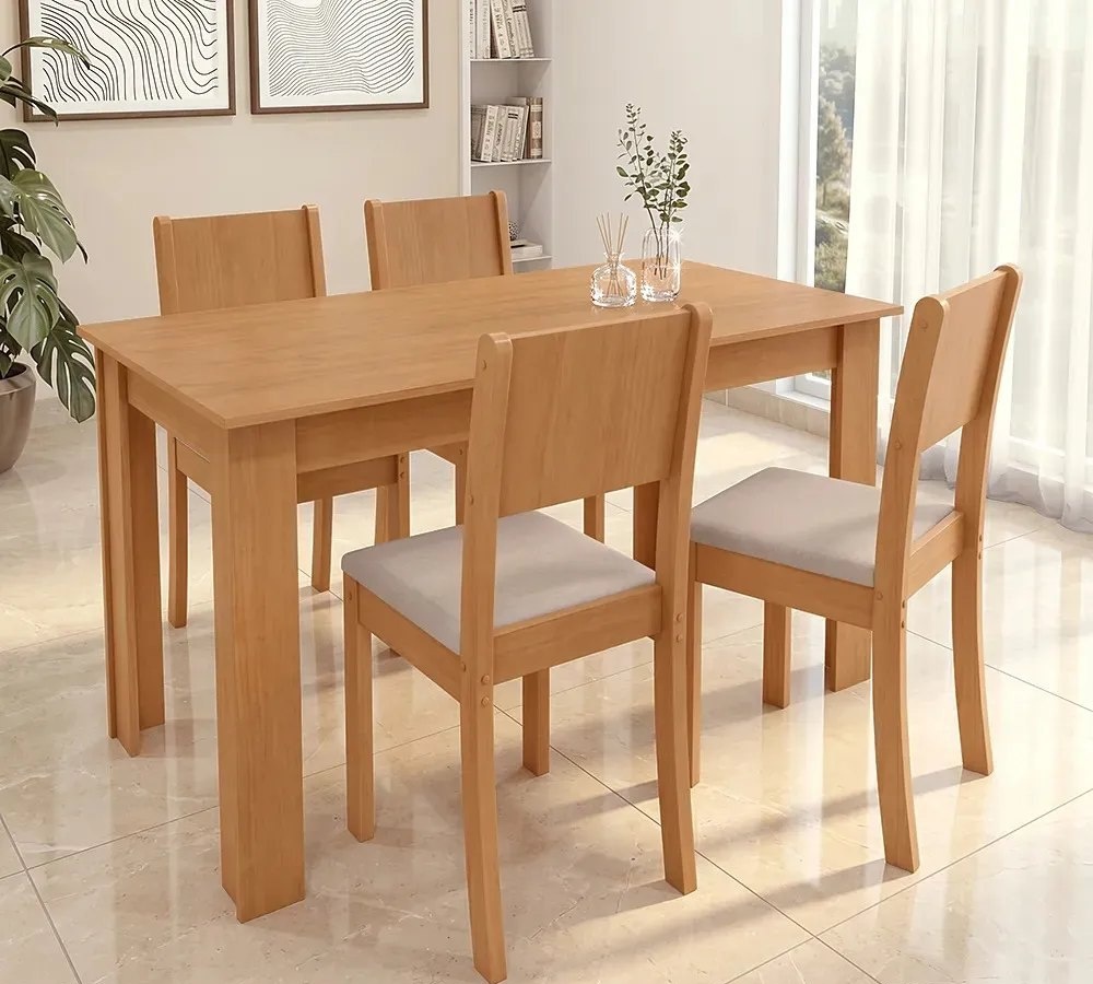 Conjunto Sala de Jantar Mesa com 4 Cadeiras