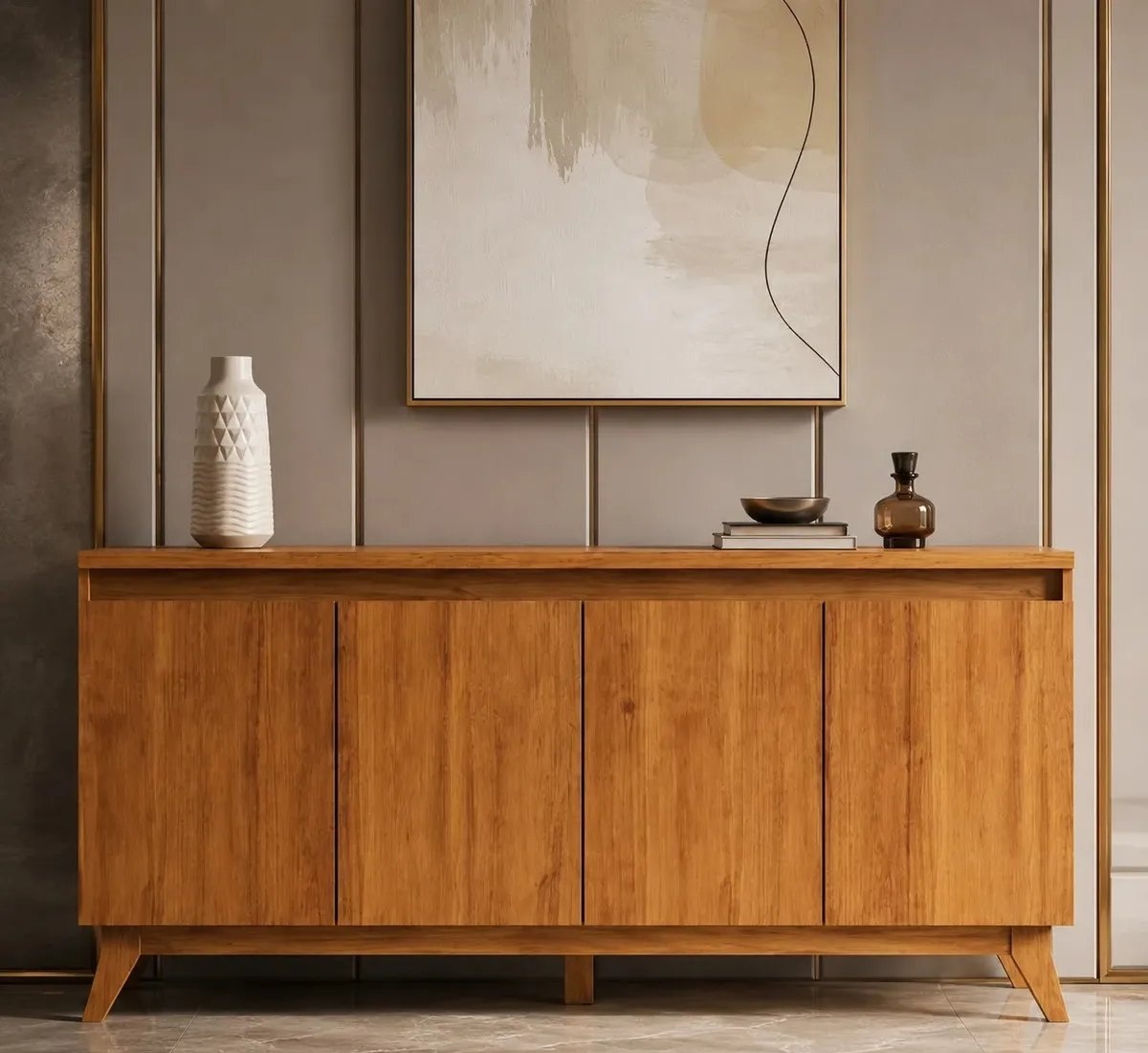 Balcão Buffet Stylo 4 Portas Mel - Viero Móveis